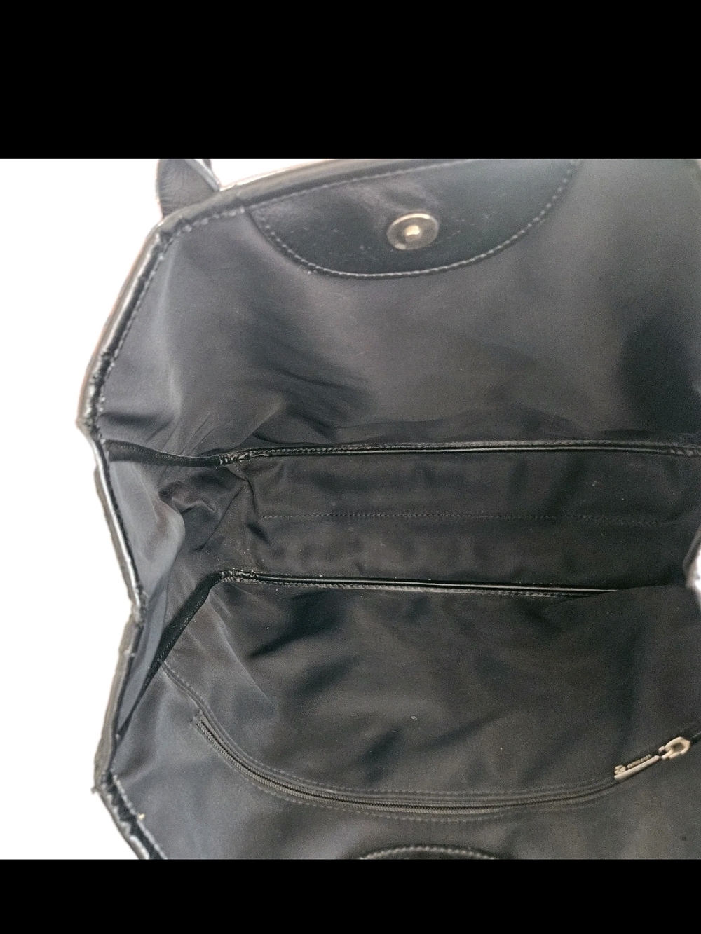 Vintage Longchamp Roseau Black Canvas & Leather Tote Bag - Made in France - Picture 9 of 11